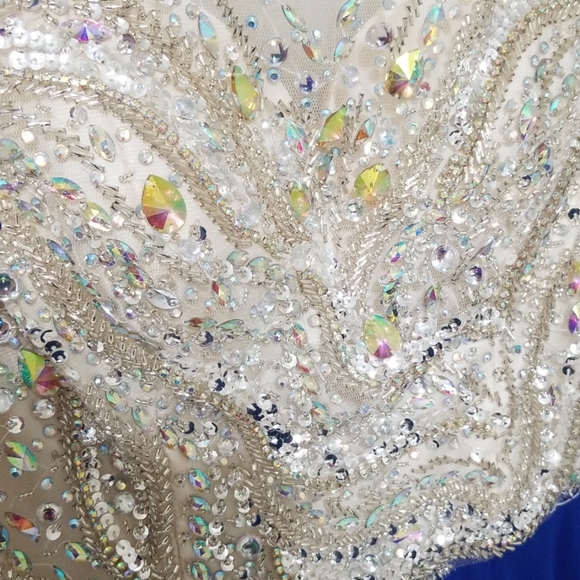 Royal blue beaded evening gown - Picture 2 of 7